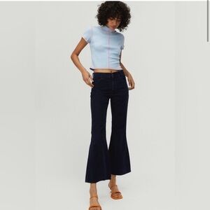 DAYDREAMER CONTRAST SHORT SLEEVE MOCK NECK TEE NWT